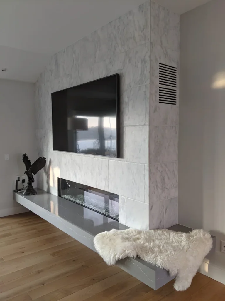 natural stone fireplace